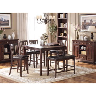 Sunvega Contemporary Brown Faux Leather Cushion Counter Height Chairs for Dining Room