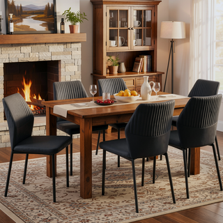 Sunvega PU Leather Dining Chairs Set of 4 with Metal Legs for Modern Kitchen