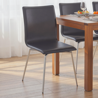 Sunvega Modern Upholstered Chair with Faux Leather and Swiveling Stainless Steel Base