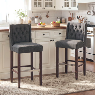 Sunvega Modern Minimalist Bar Stool with Metal Legs and High Density Fabric Seat
