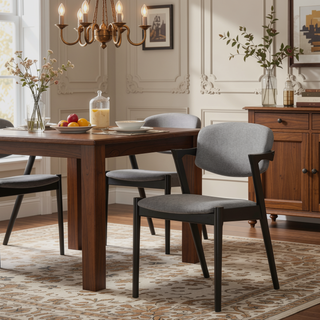 Sunvega Mid-Century Modern Z-Chair with Padded Backrest and Flared Legs in Black and Grey
