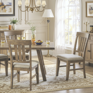 Sunvega Country-Inspired Solid Wood Dining Table with Metal Stretchers Seats 6