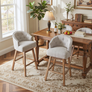 Sunvega 360 Swivel Upholstered Counter Stools Set of 2 with Backrest and Footrest
