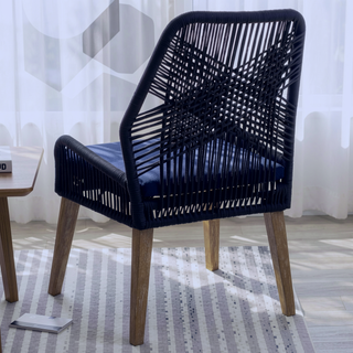 Sunvega Dark Navy Solid Mahogany Wood Back Side Chairs with Foam Cushions (Set of 2)