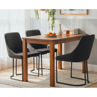 Sunvega Contemporary Curved Metal Frame Upholstered Dining Chairs in Gray 2pc Set