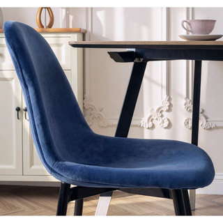 Sunvega Mid-Century Inspired Blue Velvet Dining Chairs Set with Metal Legs