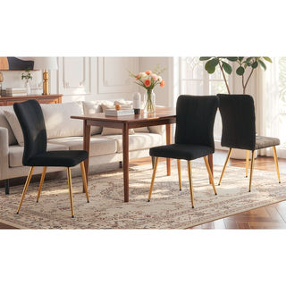 Sunvega Modern White Teddy Wool Dining Chair with Gold Plated Metal Legs for Living Room