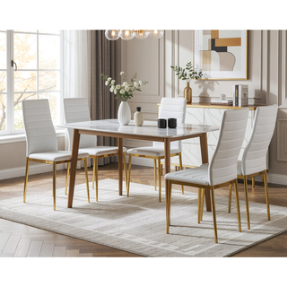 Sunvega Golden Legs and Black Seat Comfortable Durable Dining Chair Set of 4