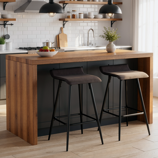 Sunvega Contemporary Fixed Height Counter Stools with Black Steel Frame and Espresso Faux Leather
