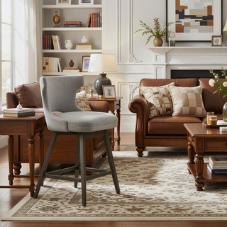 Sunvega Swivel Counter Stool with Solid Wood Frame and 360 Degree Rotation