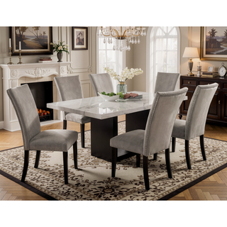 Sunvega Gray Fabric Upholstered Dining Bench with Wire-Brushed Finish