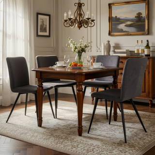 Sunvega Dark Grey Velvet Upholstered Dining Chairs Set of 2 with Curved Seat Back