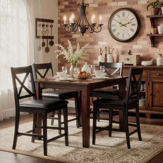 Sunvega Farmhouse Style X-Back Rubberwood Counter Stools Set of 2
