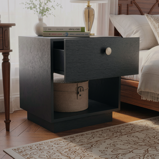 Sunvega White Nightstand with Convenient Drawer and Open Lower Shelf for Bedroom
