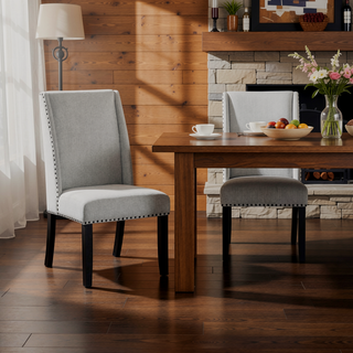 Sunvega Light Gray Cotton Polyester Upholstered Dining Side Chair Set of 2