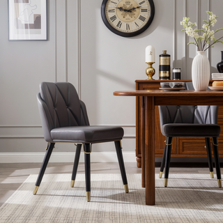Sunvega Modern Faux Leather Upholstered Dining Chair with Gold Metal Ferrules