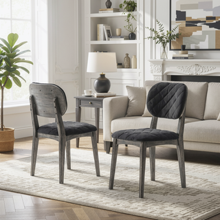 Sunvega 2 Pack Acacia Wood Dining Chairs with 19 Inch Seat Height