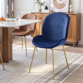 Sunvega Chic Wingback Side Chair with Plush Velvet Upholstery and Gold Metal Legs