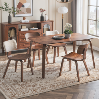 Sunvega Modern Walnut Dining Side Chairs with Tapered Legs Set of 2