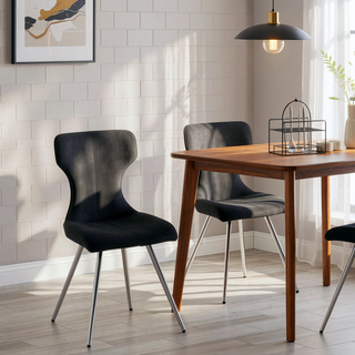 Sunvega Ultra Modern Dining Set of 2 Side Chairs with Black Velvet Upholstery