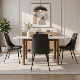 Sunvega Modern Upholstered Dining Chairs with Sturdy Metal Legs Set of 2