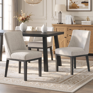 Sunvega Two Piece Solid Wood Dining Chair Set with Textured Fabric Seating