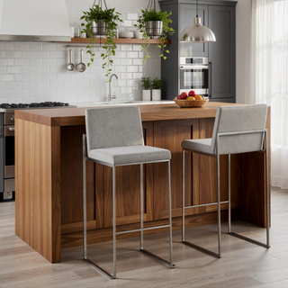Sunvega Fuji Contemporary High Back Barstool Set with Padded Seat and Backrest