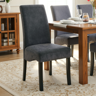 Sunvega Grey and Black Upholstered Dining Chair with Padded Seat and Backrest