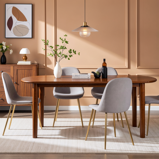 Sunvega Contemporary Gold Steel and Light Grey Fabric Pebble Chairs Set of 2