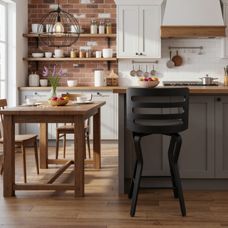 Sunvega 26 Inch Swivel Gray Faux Leather and Black Wood Bar Stool