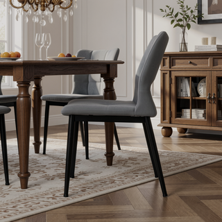 Sunvega Modern Minimalist White PU Leather Dining Chairs Set of 2 with Metal Legs
