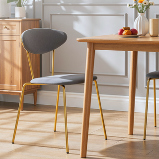 Sunvega Modern Gray Velvet and Gold Metal Leg Dining Chairs Set of 2