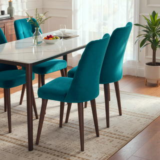 Sunvega Mid-Century Modern Velvet Dining Chair Set of 2 with Solid Wood Frame