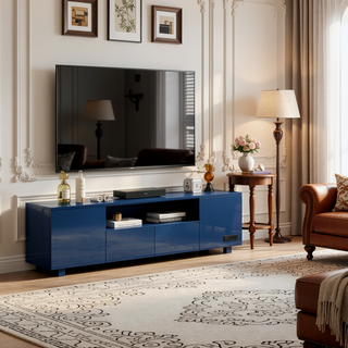 Sunvega 55.1-Inch Farmhouse Sideboard with Sliding Barn Doors and 4 Drawers
