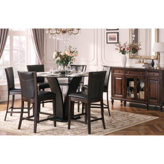 Sunvega Espresso Finish Dark Brown Faux Leather Upholstered Counter Height Chairs