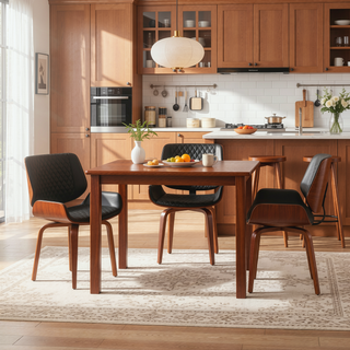 Sunvega Mid-Century Modern Dining Chair with 360° Swivel and PU Leather Upholstery