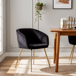 Sunvega Fran Contemporary Dining Chairs with Velvet Upholstery and Gold Metal Legs