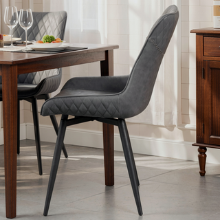 Sunvega Mid-Century Modern Leatherette Swivel Side Chair with Quilted Backrest