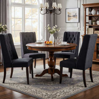 Sunvega Modern Wingback Dining Chairs with Button Tufted Stitching and Birch Wood Legs