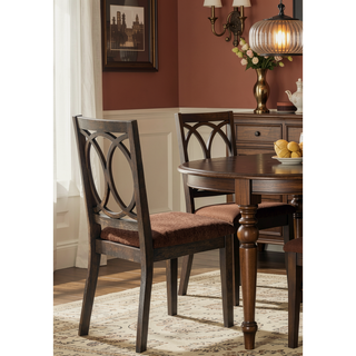 Sunvega Fabric Upholstered Armless Dining Side Chair with Wooden Backrest Set of 2