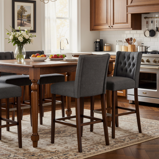 Sunvega Modern Minimalist Bar Stool with Metal Legs and High Density Fabric Seat