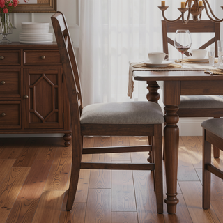 Sunvega Modern X-Back Dining Chairs with Padded Seat Cushion and Brown Finish