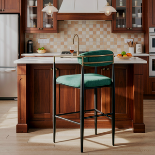 Sunvega Beige Fabric Upholstered Bar Chair Set with Padded Backrest and Footrest