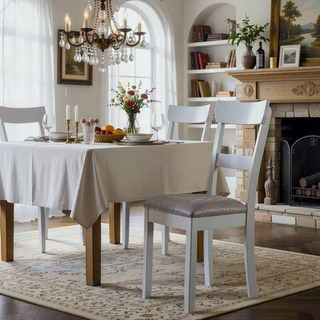 Sunvega Two Tone Grey and Pearl Grey Ladder Back Side Chairs with Upholstered Seat