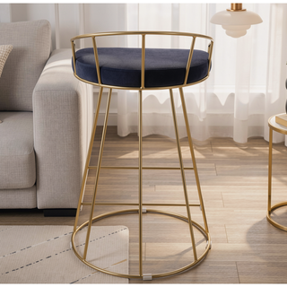 Sunvega Gold Tone Metal Frame with Upholstered Seat Counter Stools Set of 2