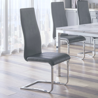 Sunvega High Back Side Chairs with Leatherette Upholstery and Chrome Legs Set of 4