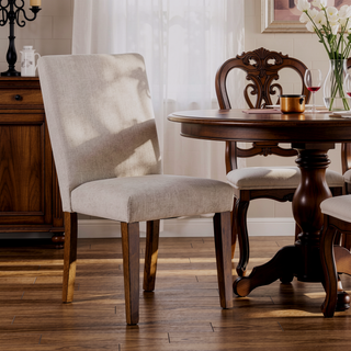 Sunvega Rustic Brown and White 2pc Side Chair with Upholstered Seat and Back
