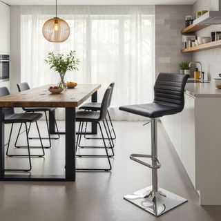 Sunvega Adjustable Swivel Barstool with Faux Leather Seat and Chrome Base