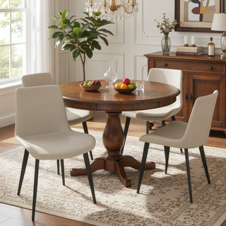 Sunvega Modern Upholstered Faux Leather Dining Chair with Sturdy Metal Legs