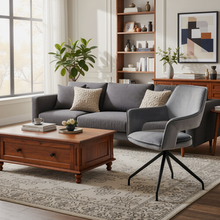 Sunvega Gray Velvet Dining Room Accent Chair with Black Finish and Stable Wood Base
